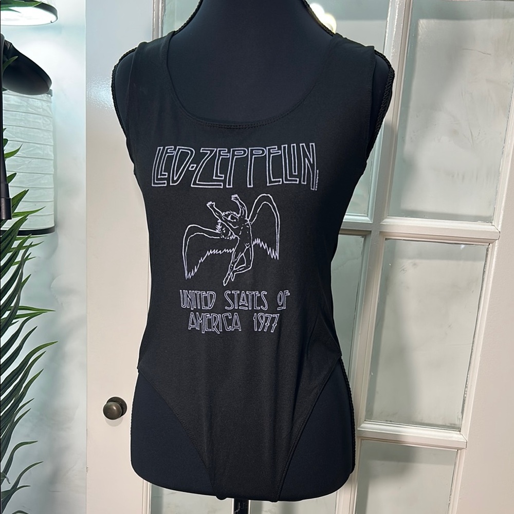 Led Zeppelin Black Graphic Sleeveless Body Suit